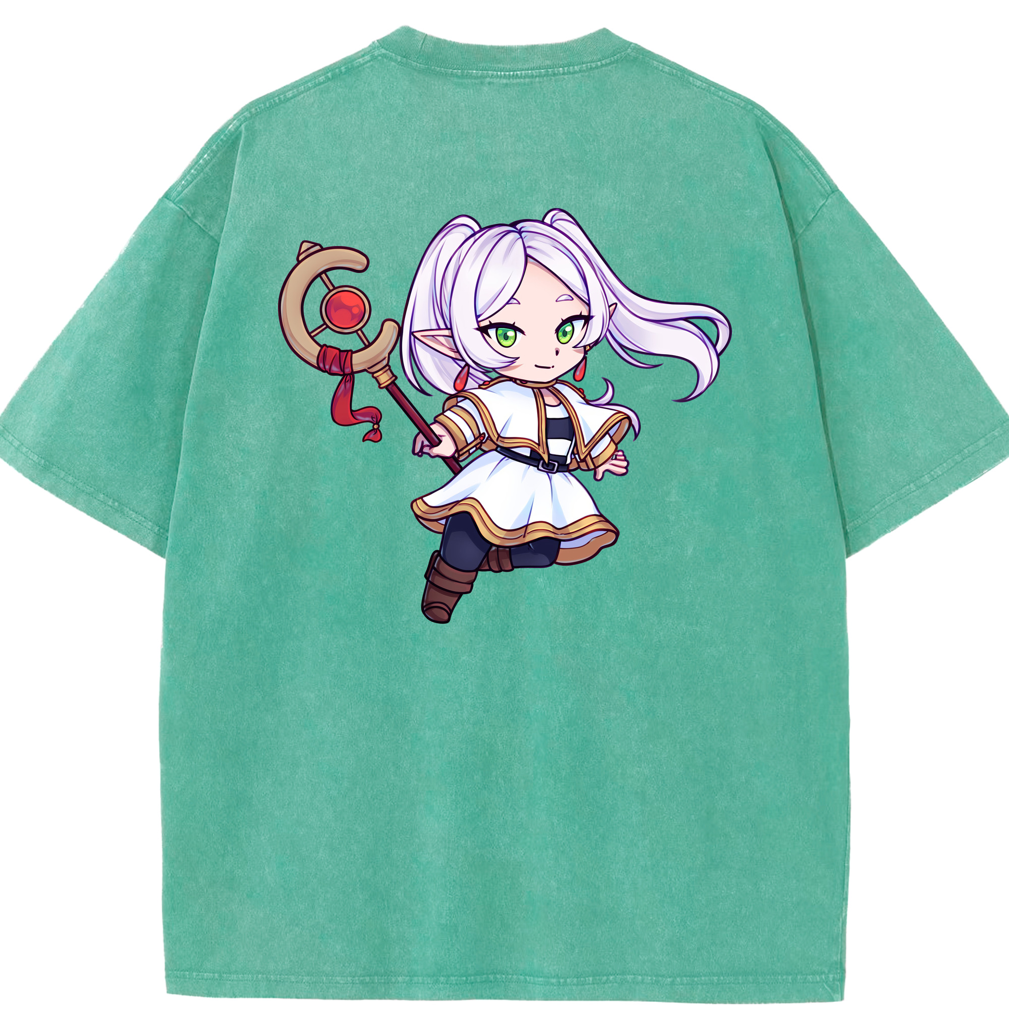 （画像用） 葬送のフリーレン Frieren 綿100% ヴィンテージ風 半袖Tシャツ（背面プリント）